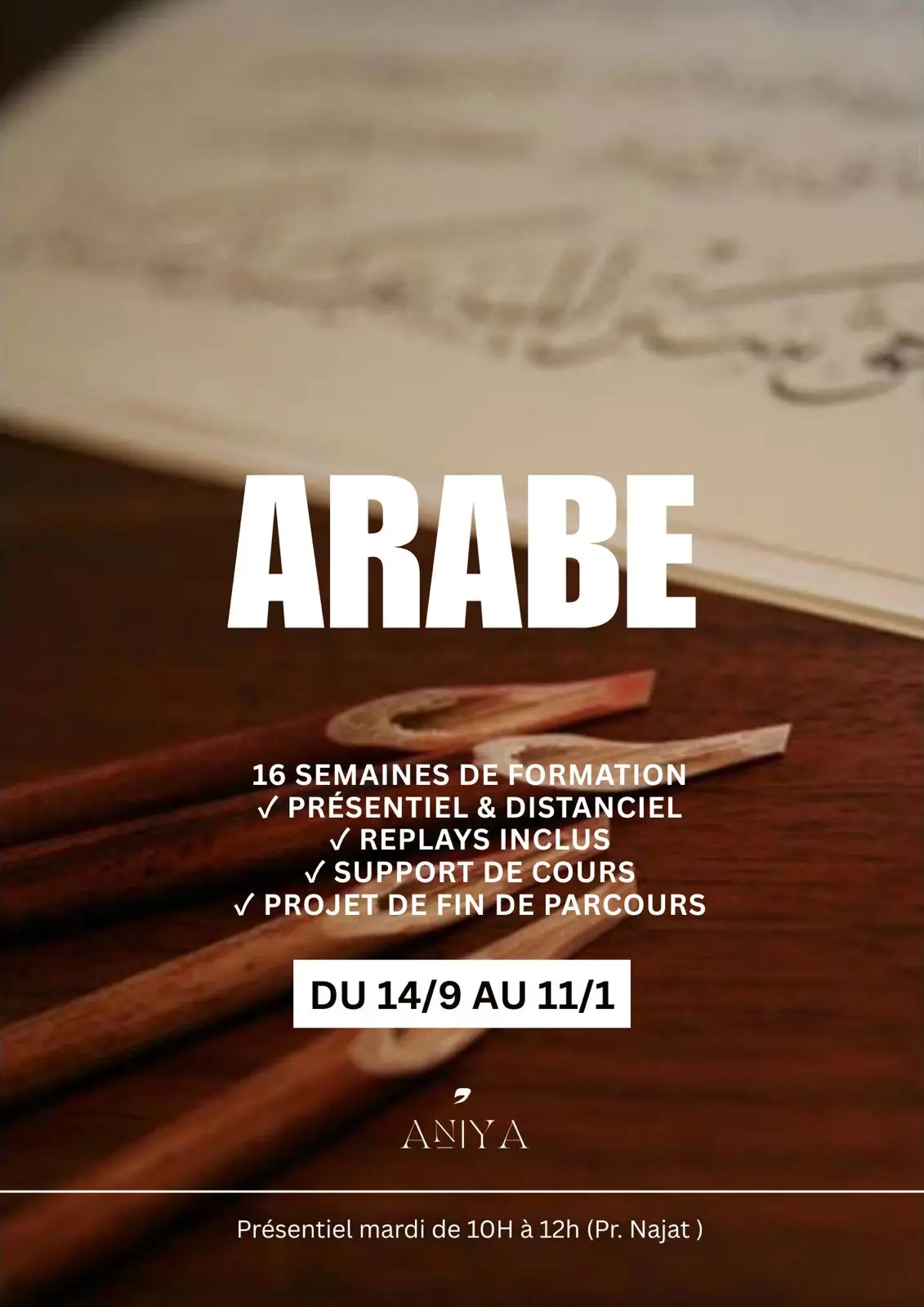 Affiche de la formation Langue arabe